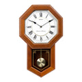 Seiko QXH110BLH "Light Oak Schoolhouse" Traditional Wooden Chiming Pendulum Wall Clock