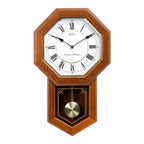 Seiko QXH110BLH "Light Oak Schoolhouse" Traditional Wooden Chiming Pendulum Wall Clock