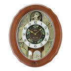 Seiko QXM604BRH "Emerald Pageant" Melodies in Motion Musical Wooden Wall Clock with Moving Figurines & 30 Songs