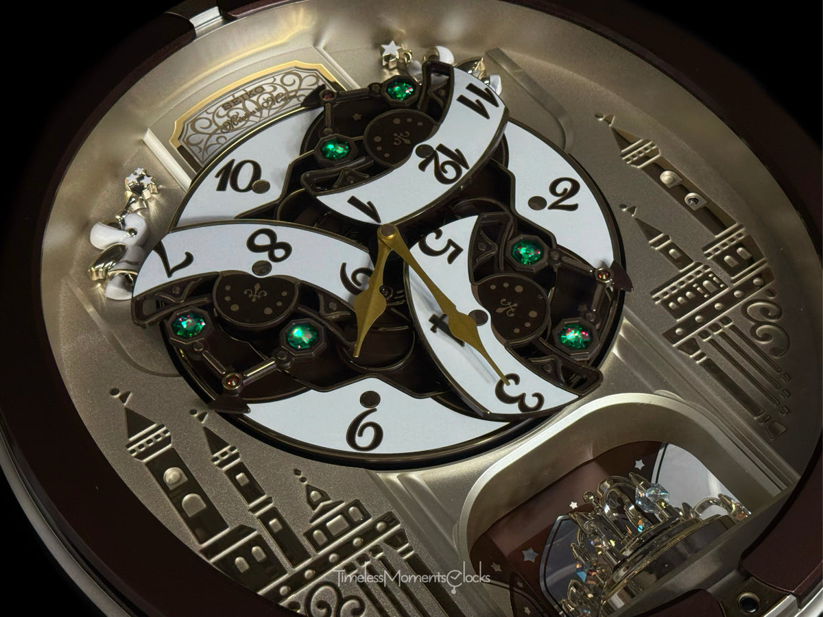 Seiko QXM291BRH "Spring Dance" Melodies in Motion Dancing Dial Musical Wall Clock with 18 Songs