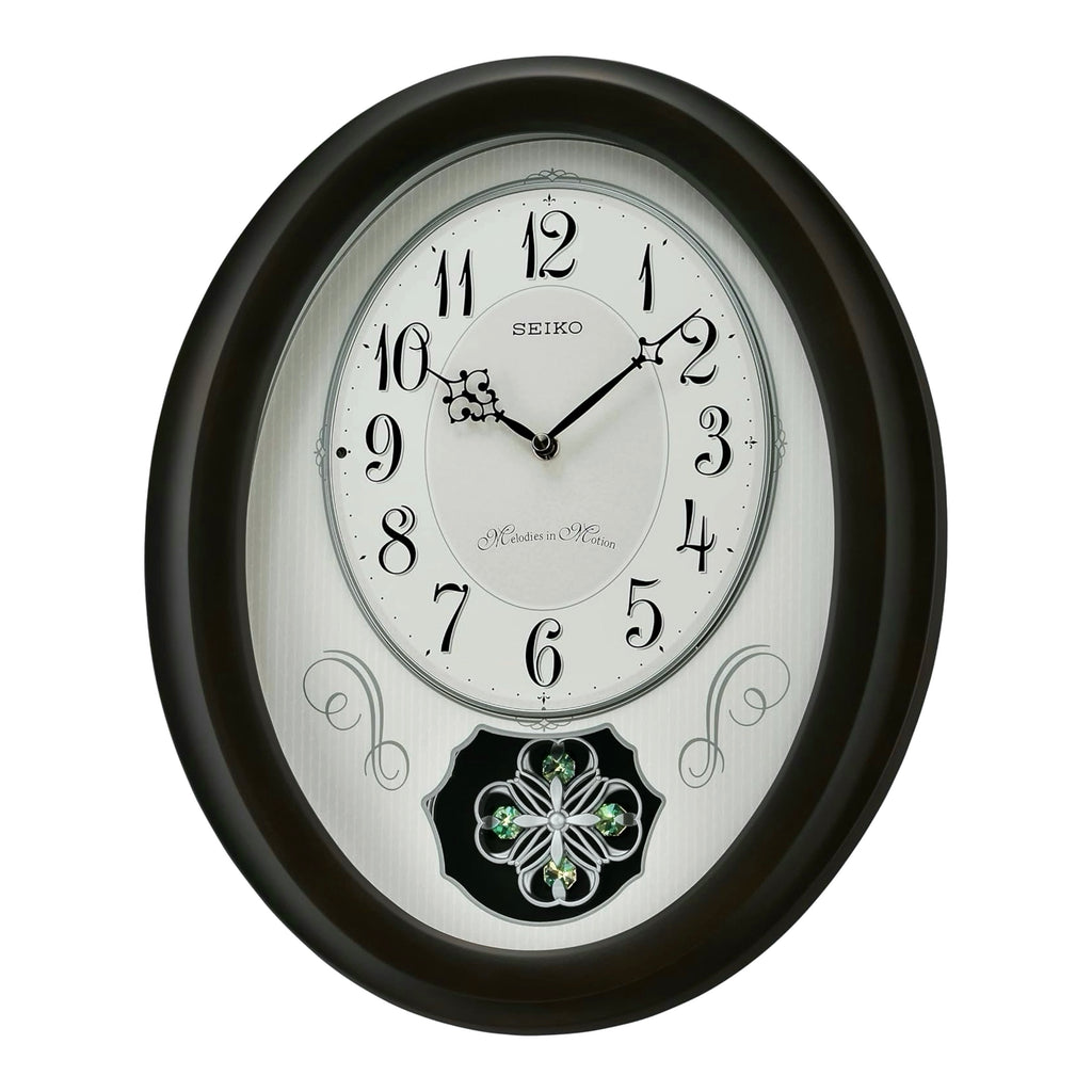 Seiko QXM606NLH "Bluebell" Melodies in Motion Musical Wooden Decorative Pendulum Wall Clock with 18 Songs
