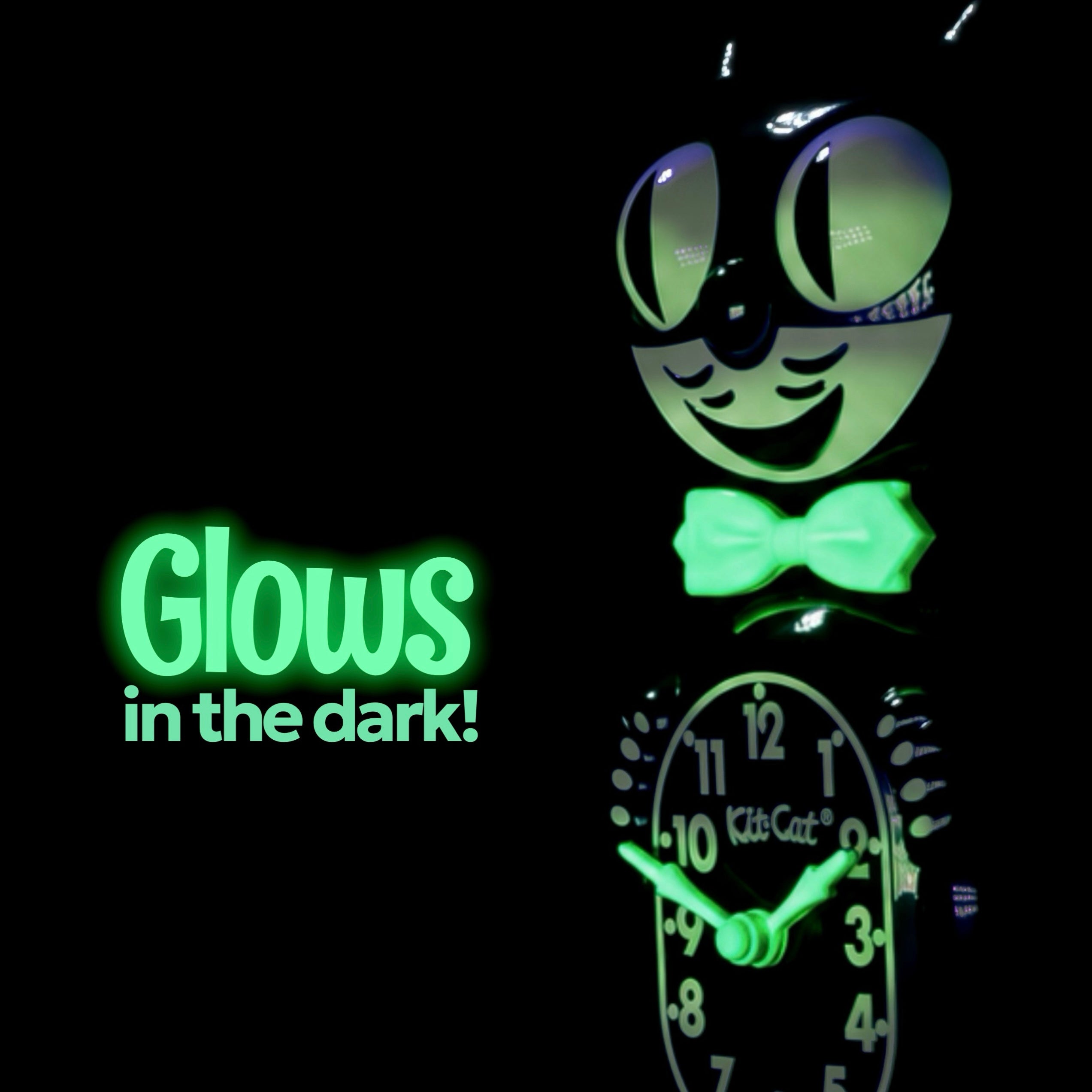 Original Kit-Cat Klock “Glow Edition” Luminous Limited Edition Novelty Moving Pendulum Wall Clock by California Clock Company - BC-1-GLOW