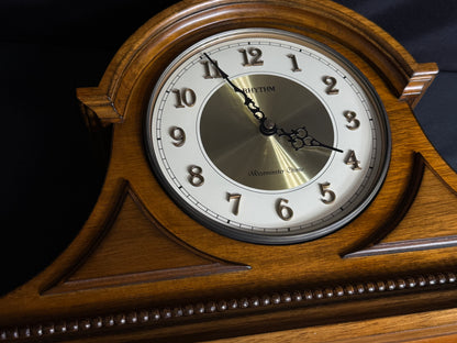 Rhythm "WSM Remington II" Traditional Wooden Chiming & Musical Tambour Mantel Clock with Raised Numerals - CRH216UR06