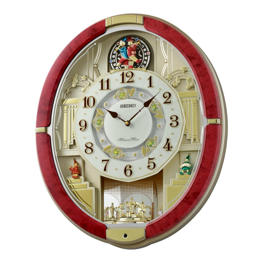 Seiko QXM612RRH "Ruby Parade" Melodies in Motion Musical Wall Clock with Moving Figurines