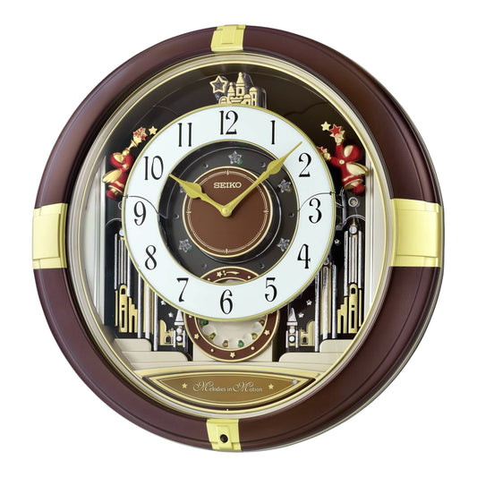 Seiko QXM613BRH “Hazel Trumpeting Angels” Melodies in Motion Jaw-Dropping Dial Musical Moving Wall Clock