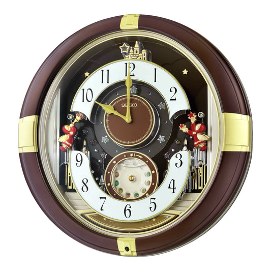 Seiko QXM613BRH “Hazel Trumpeting Angels” Melodies in Motion Jaw-Dropping Dial Musical Moving Wall Clock