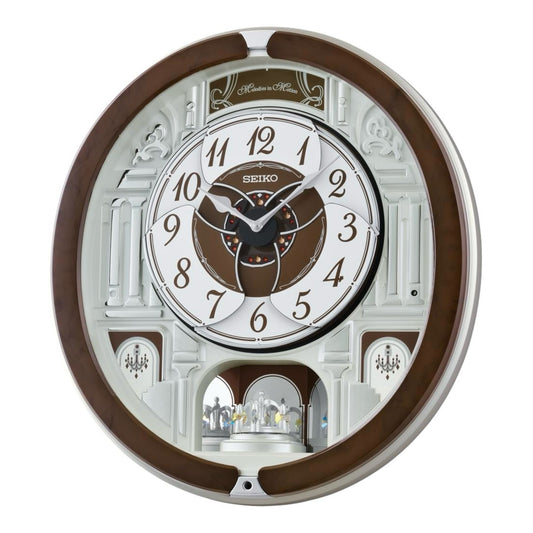 NEW! | Seiko QXM615BRH “Snow Castle” Melodies in Motion Dancing Dial Musical Wall Clock