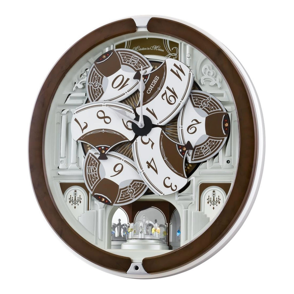 Seiko QXM615BRH “Snow Castle” Melodies in Motion Dancing Dial Musical Wall Clock with 40 Songs