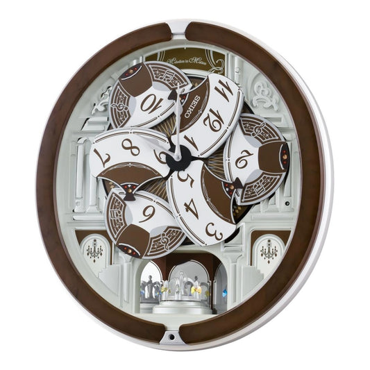 NEW! | Seiko QXM615BRH “Snow Castle” Melodies in Motion Dancing Dial Musical Wall Clock