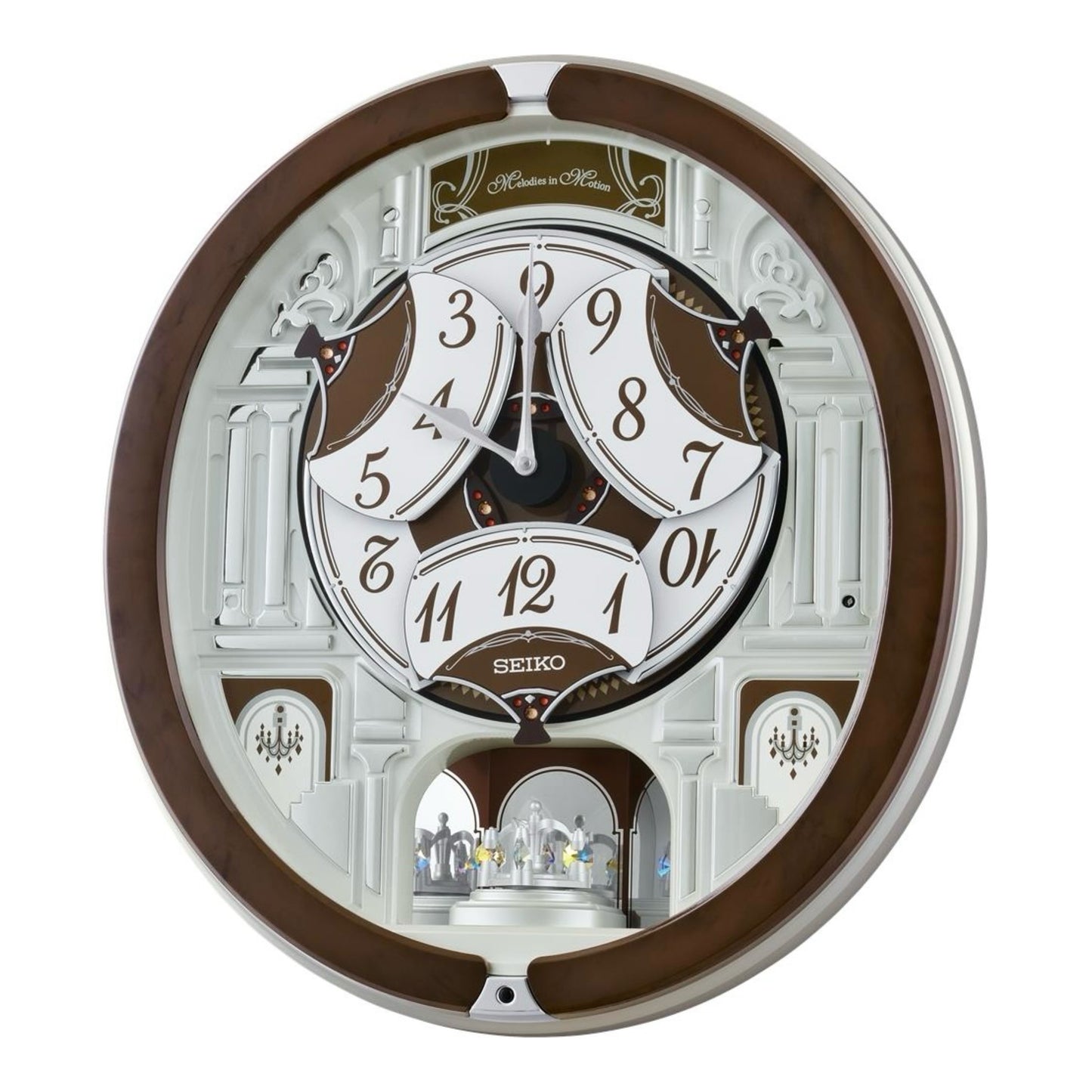 NEW! | Seiko QXM615BRH “Snow Castle” Melodies in Motion Dancing Dial Musical Wall Clock with 40 Songs