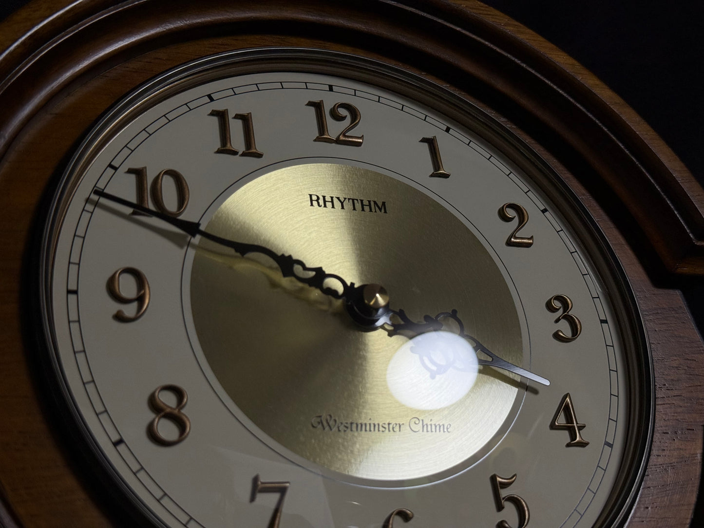 Rhythm "WSM Remington II" Traditional Wooden Chiming & Musical Tambour Mantel Clock with Raised Numerals - CRH216UR06