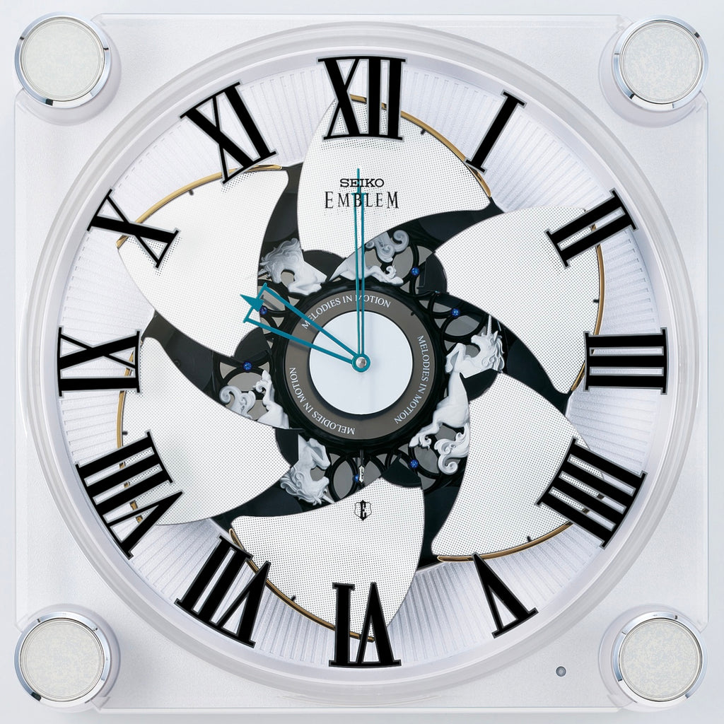 Seiko Emblem AHS446WRH "Grace Elite" Melodies in Motion Musical Wall or Mantel Clock with Animated Moving Dial & 18 Songs