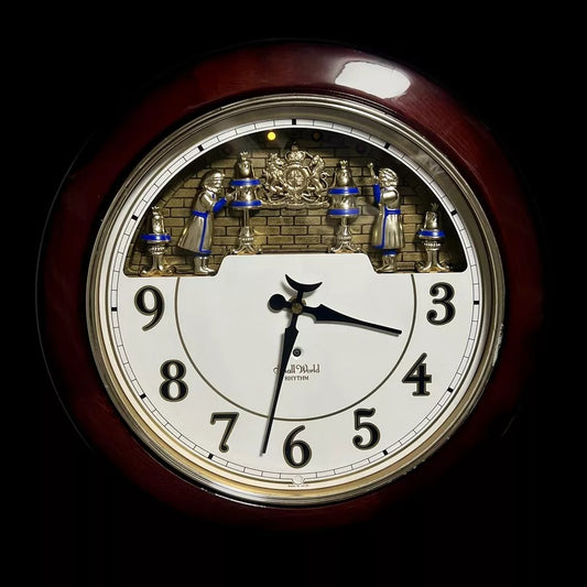 Rhythm “Cherry Wood Ring Bells” Magic Motion Musical Wall Clock with Surprise Dial Animation and Moving Figurines - 4MH652RH06