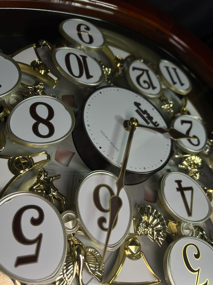 Rhythm "Grand Encore Legend" Magic Motion Musical Wooden Wall Clock with Animated Moving Dial and Music by The Beatles - 4MH834WB06