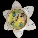 Rhythm “Floral Fantasy” Magic Motion Musical Wall Clock with Surprise Dial Animation and Moving Figurines - 4MH663-R34