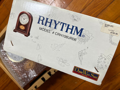 Rhythm “Celebration Time 108” Traditional Wooden Inlaid Musical & Chiming Mantel Clock - CRH108UR06