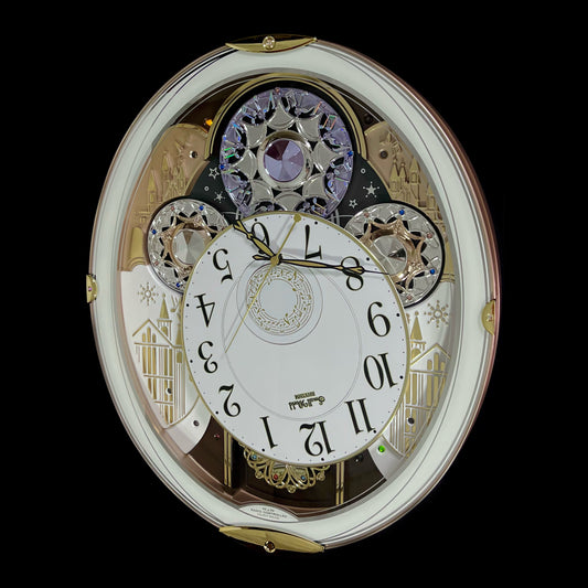 Rhythm "Small World Noel (White)" Magic Motion Musical Wall Clock from Japan with Rotating Dial - 4MN509RH03