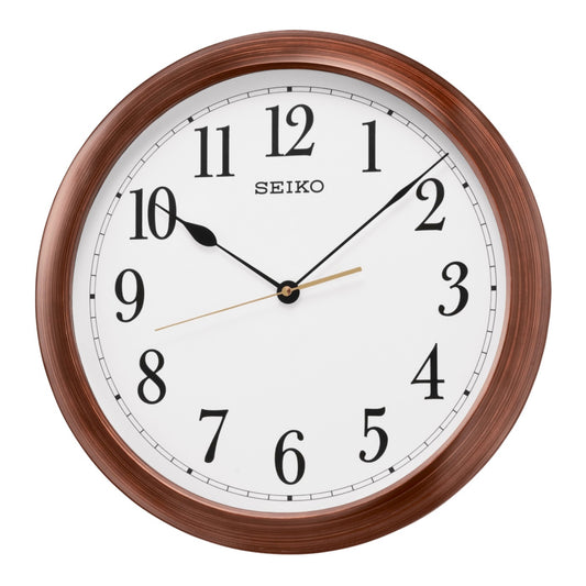 Seiko QXA598BLH "16-Inch Woodgrain with Arabic Numerals" Large Wall Clock with Silent Sweep Second Hand