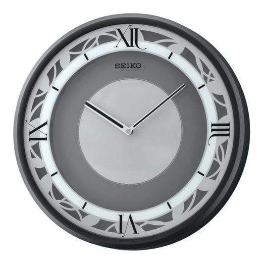 Seiko QXS003KRH "Zen Time" Matte Black Melodies in Motion Modern Musical Wall Clock with LED Light Show & 4 Original Melodies