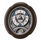 Seiko QXM609NRH “Opera” Melodies in Motion Dancing Dial Musical Wooden Wall Clock with 36 Songs