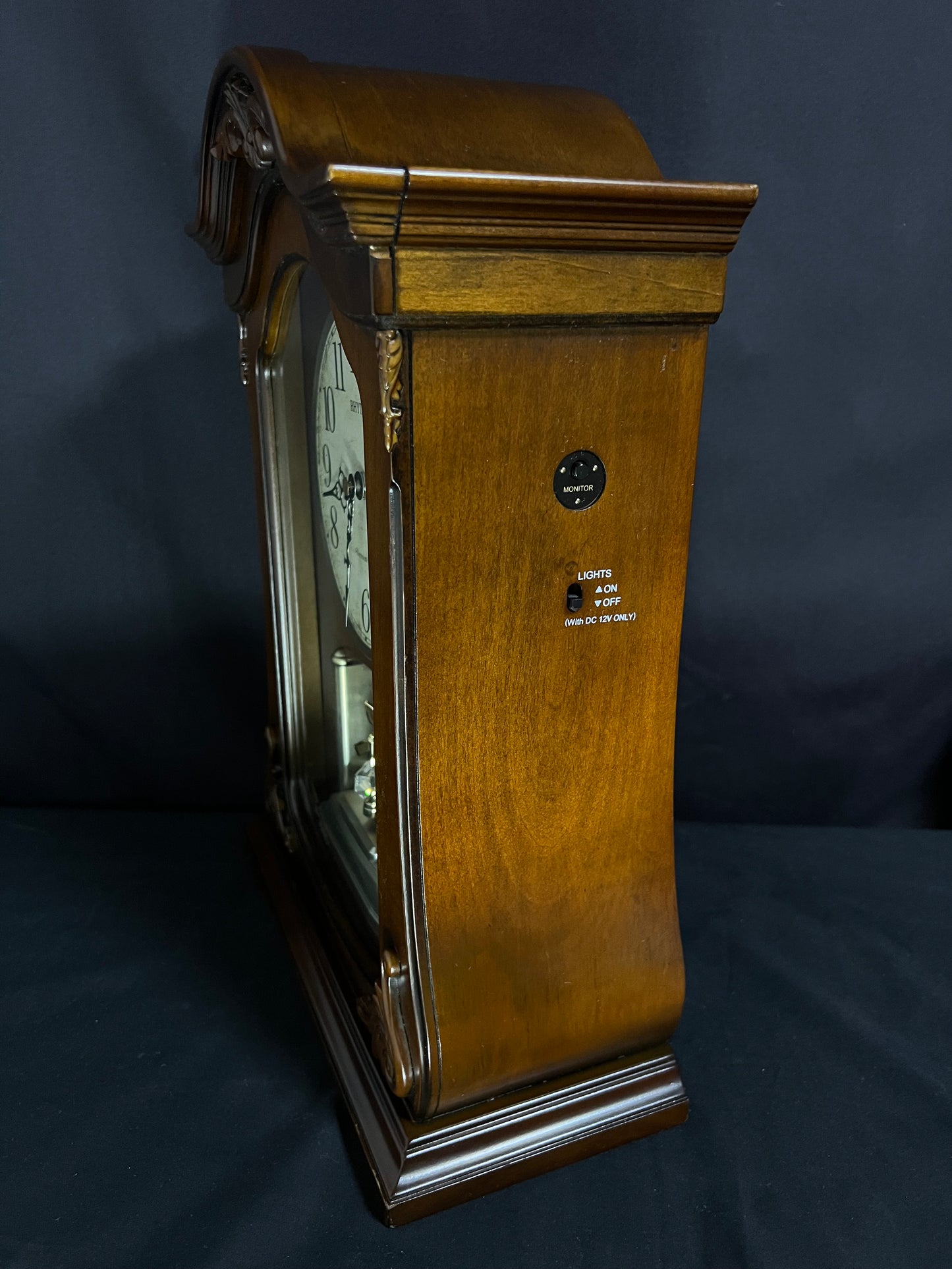 Rhythm "WSM Luminous Queen Mantel" Traditional Large Wooden Chiming & Musical Pendulum Mantel Clock with LED-Lighted Dial - CRH227UR06