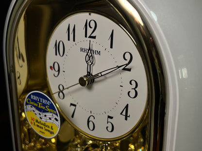 Rhythm “Crystal Dulcet II (Pearl)” Musical Motion Decorative Pendulum Mantel Clock - 4RH794WU03