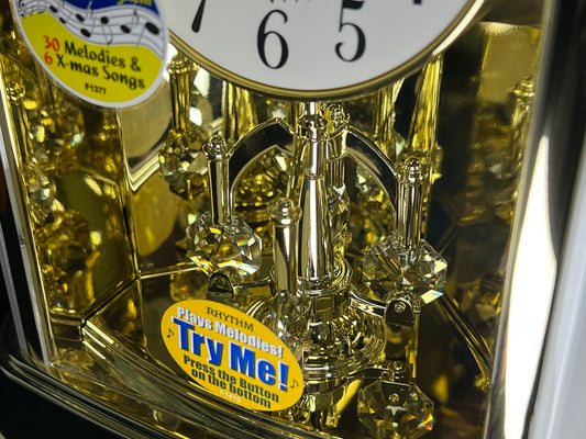 Rhythm “Crystal Dulcet II (Pearl)” Musical Motion Decorative Pendulum Mantel Clock - 4RH794WU03