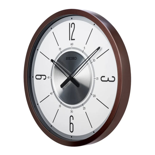 Seiko QXA759BLH "Abbott" Retro-Modern Large Decorative Gallery Wall Clock with Raised Bezel
