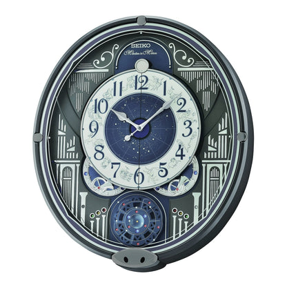 Seiko QXM393NRH “Galaxy Constellations” Astrology-Themed Melodies in Motion Moving Dial Musical Wall Clock with Luminous Dial