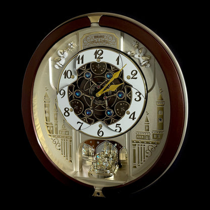 Seiko QXM491BRH "2013 Special Collector's Edition" Melodies in Motion Dancing Dial Musical Wall Clock with '70s Pop Music