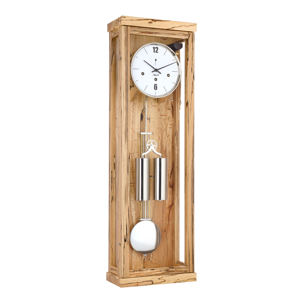 Hermle "Abbot" Iced Beach 8-Day Cable-Driven Modern Wooden Chiming Regulator Wall Clock - 70993-T30351