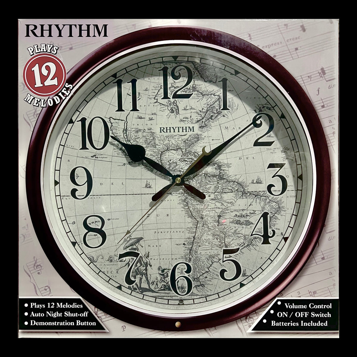 Rhythm 14-Inch Melody “Earth” Decorative Musical Wall Clock - CMH766UR06