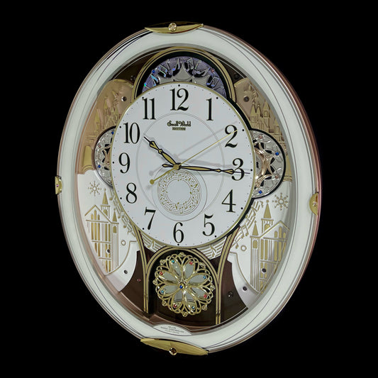 Rhythm "Small World Noel (White)" Magic Motion Musical Wall Clock from Japan with Rotating Dial - 4MN509RH03