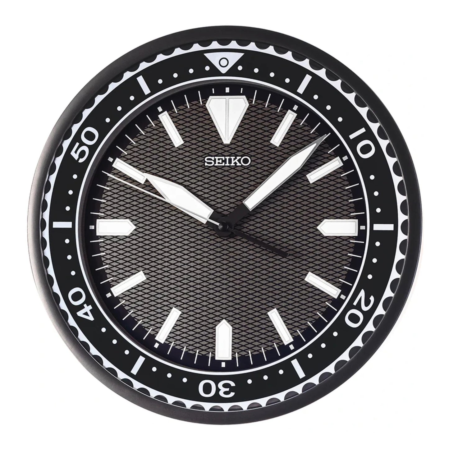 Seiko QXA791KLH "Classic Watch Dial" Black Heritage Design Luminous Wall Clock with Silent Sweep Second Hand