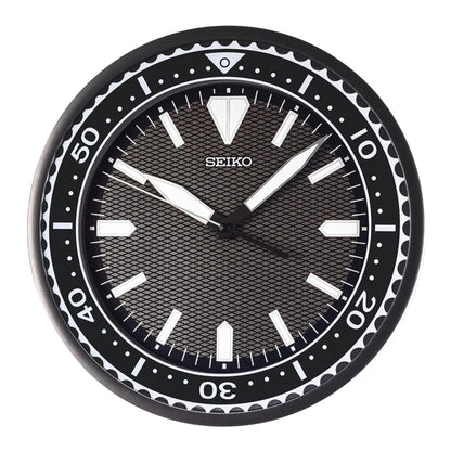 Seiko QXA791KLH "Classic Watch Dial" Black Heritage Design Luminous Wall Clock with Silent Sweep Second Hand