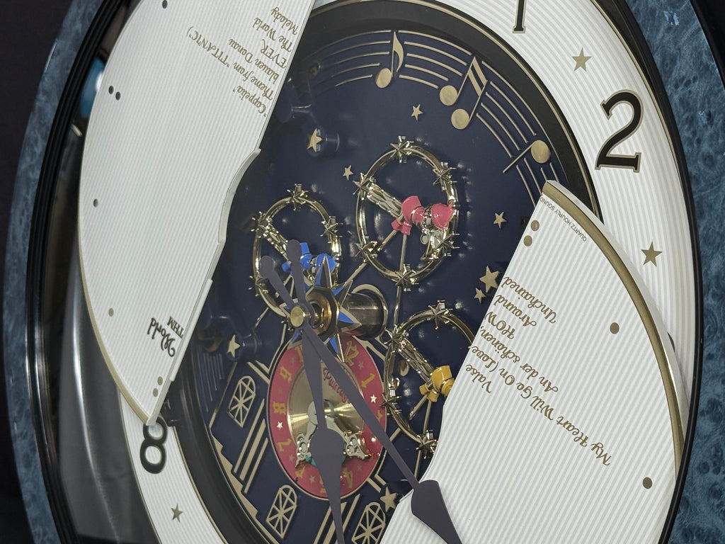 Rhythm “Small World Partage Home (Blue)” Moving Dial Magic Motion Musical Wall Clock with Popular Melodies - 4MH754RH04