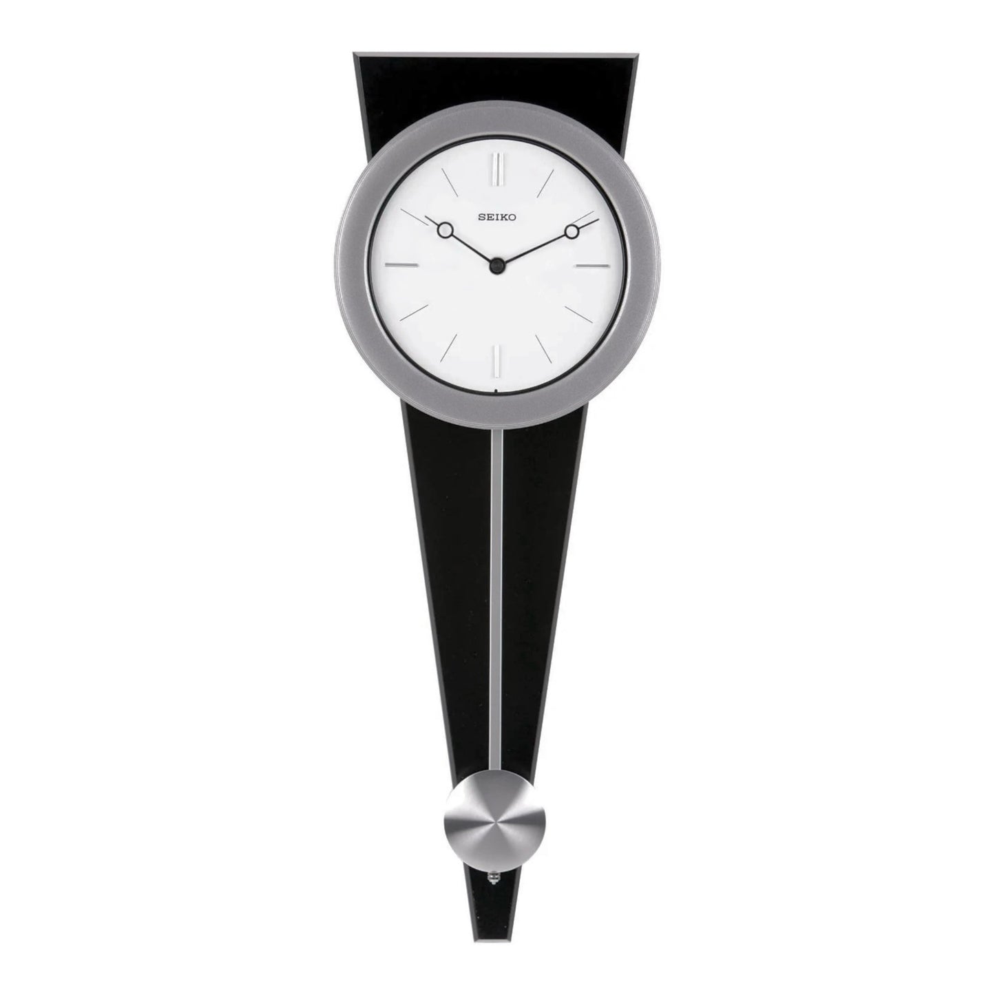 Seiko QXC111SLH "Zing" Modern Wooden Pendulum Wall Clock with Curved Glass Crystal