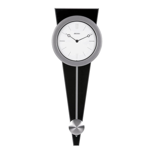 Seiko QXC111SLH "Zing" Modern Wooden Pendulum Wall Clock with Curved Glass Crystal