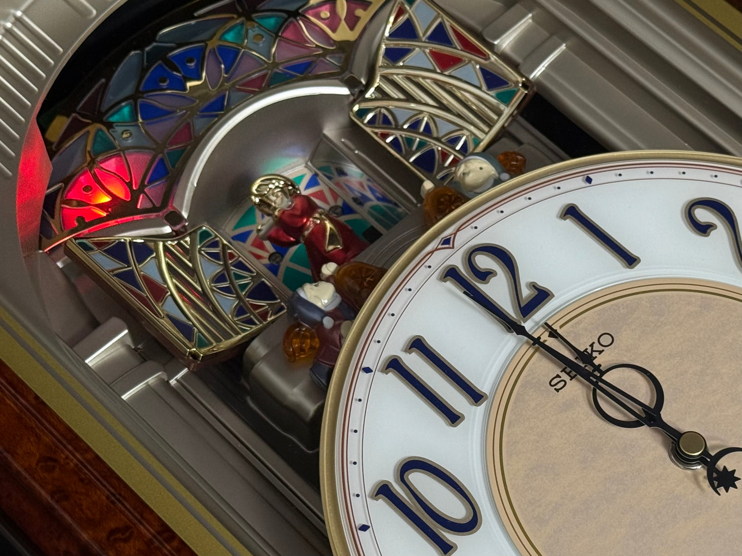 Seiko QXM223BRH "Classic Dropping Dial" Melodies in Motion Musical Moving Wall Clock