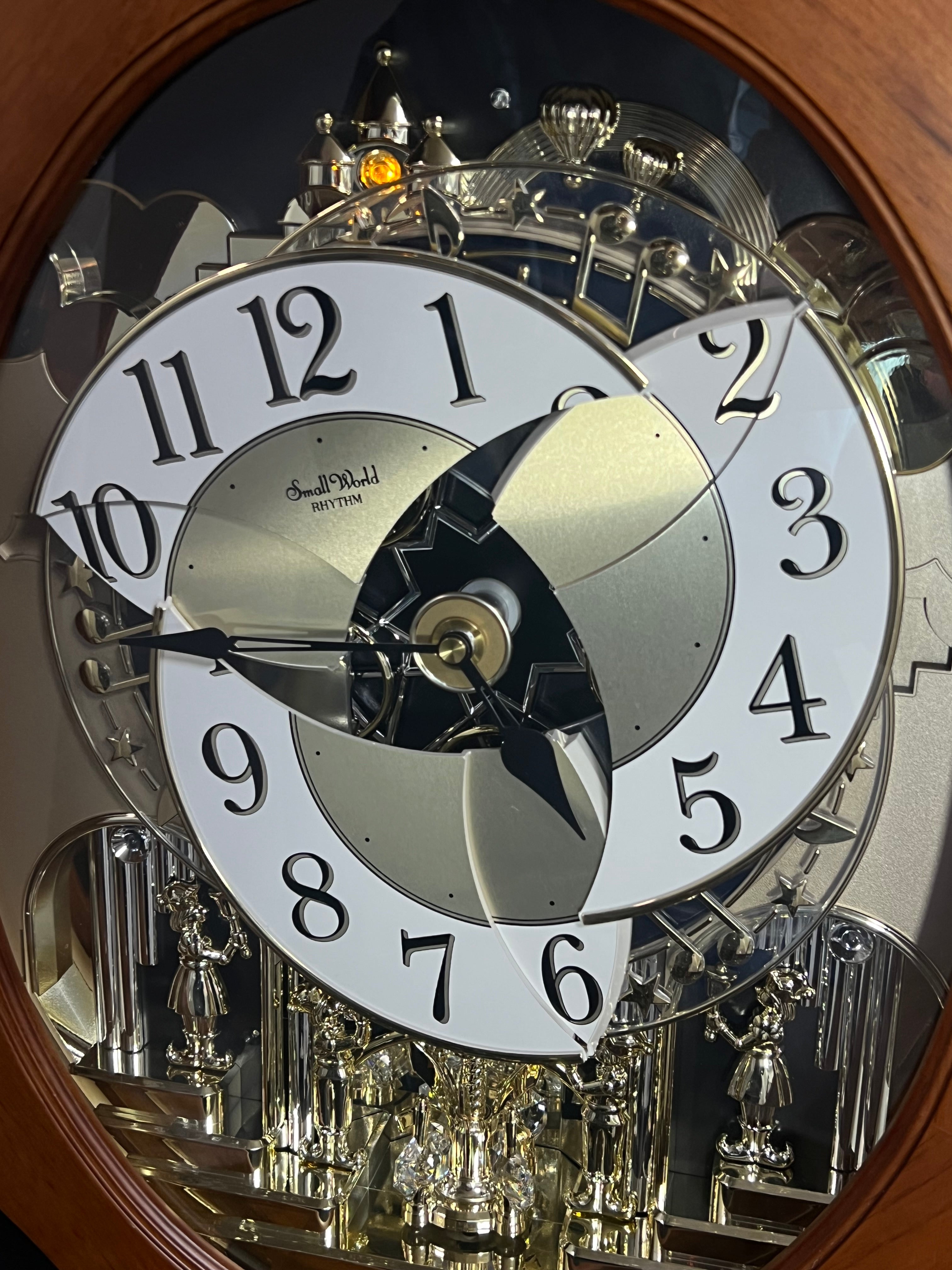 Rhythm "Nostalgia Legend" Moving Dial Magic Motion Musical Wooden Wall Clock with Music by The Beatles - 4MH832WB06