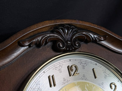 Rhythm "CTS Versailles" Traditional Wooden Musical Mantel Clock with Embossed Steel Dial - CRH125UR06