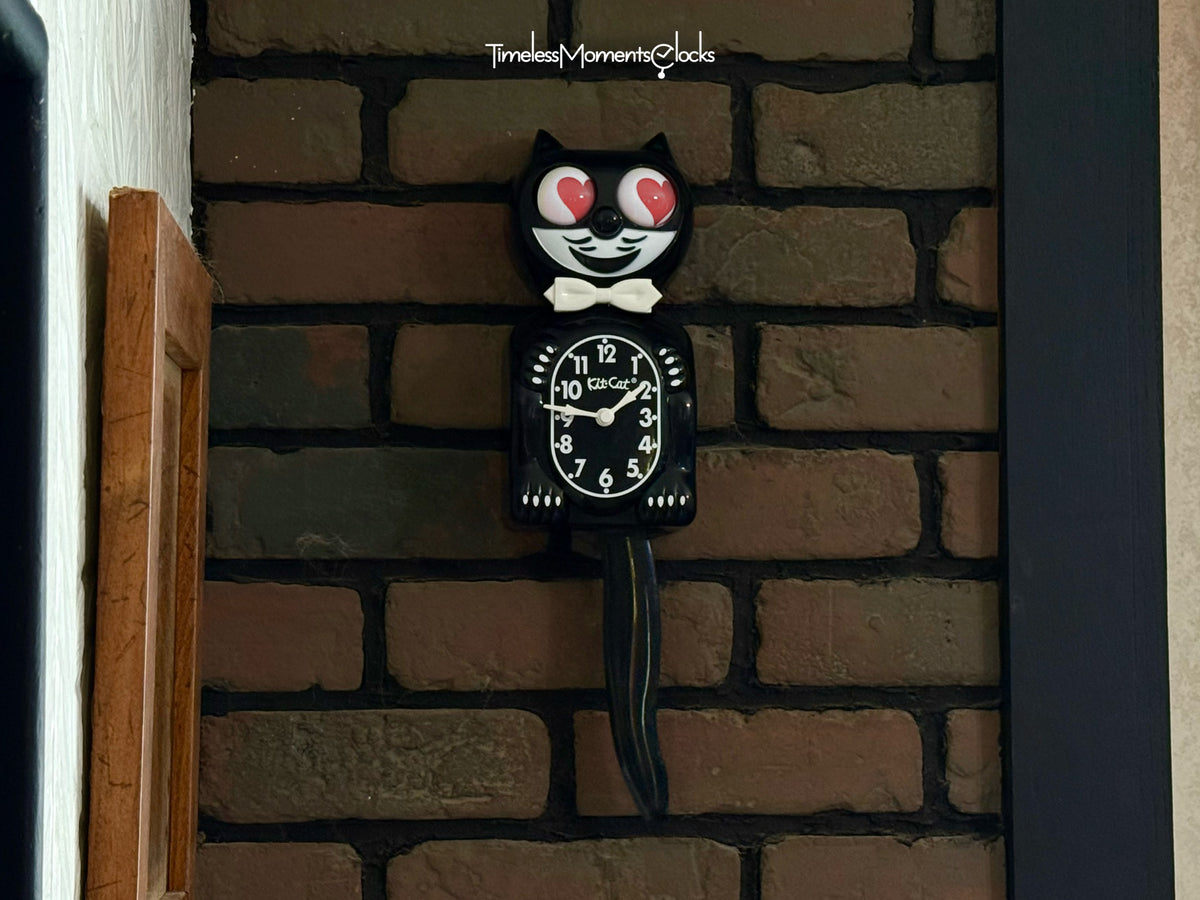 Original Kit-Cat Klock “Heart Eyes” Limited Edition Novelty Moving Pendulum Wall Clock by California Clock Company - BC-1-Heart