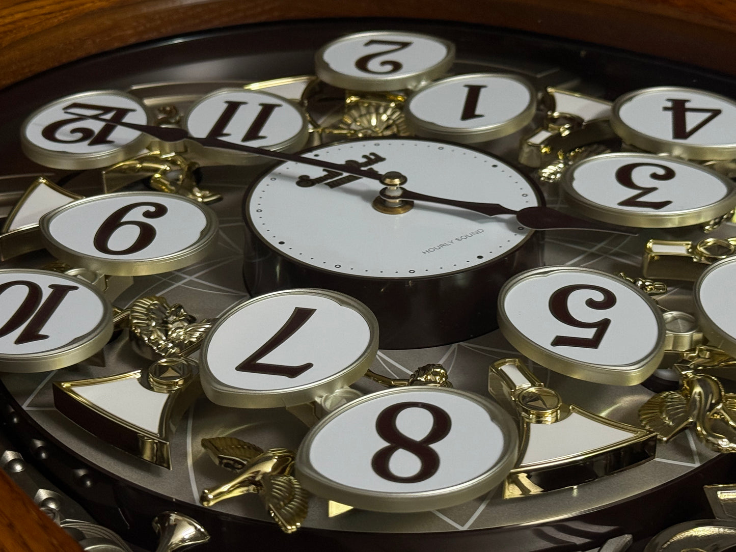 Rhythm "SSS Encore" Magic Motion Musical Wooden Wall Clock with Animated Moving Dial and Popular Melodies - 4MH810-R06