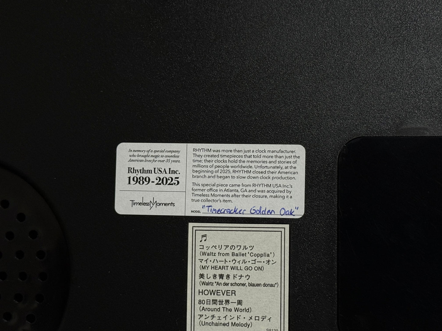 Rhythm "Timecracker Golden Oak" Moving Dial Magic Motion Musical Wooden Wall Clock with Popular Melodies - 4MH782-R07