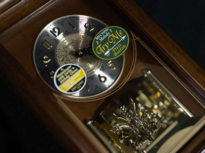 Rhythm “WSM Highland” Traditional Wooden Musical & Chiming Pendulum Mantel Clock with Embossed Steel Dial - CRH270UR06