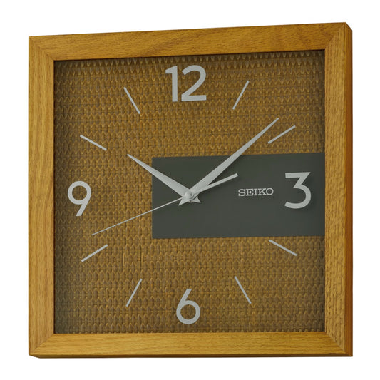 Seiko QXA845BLH "Brown Palm Springs" Wall Clock with Wooden Dial