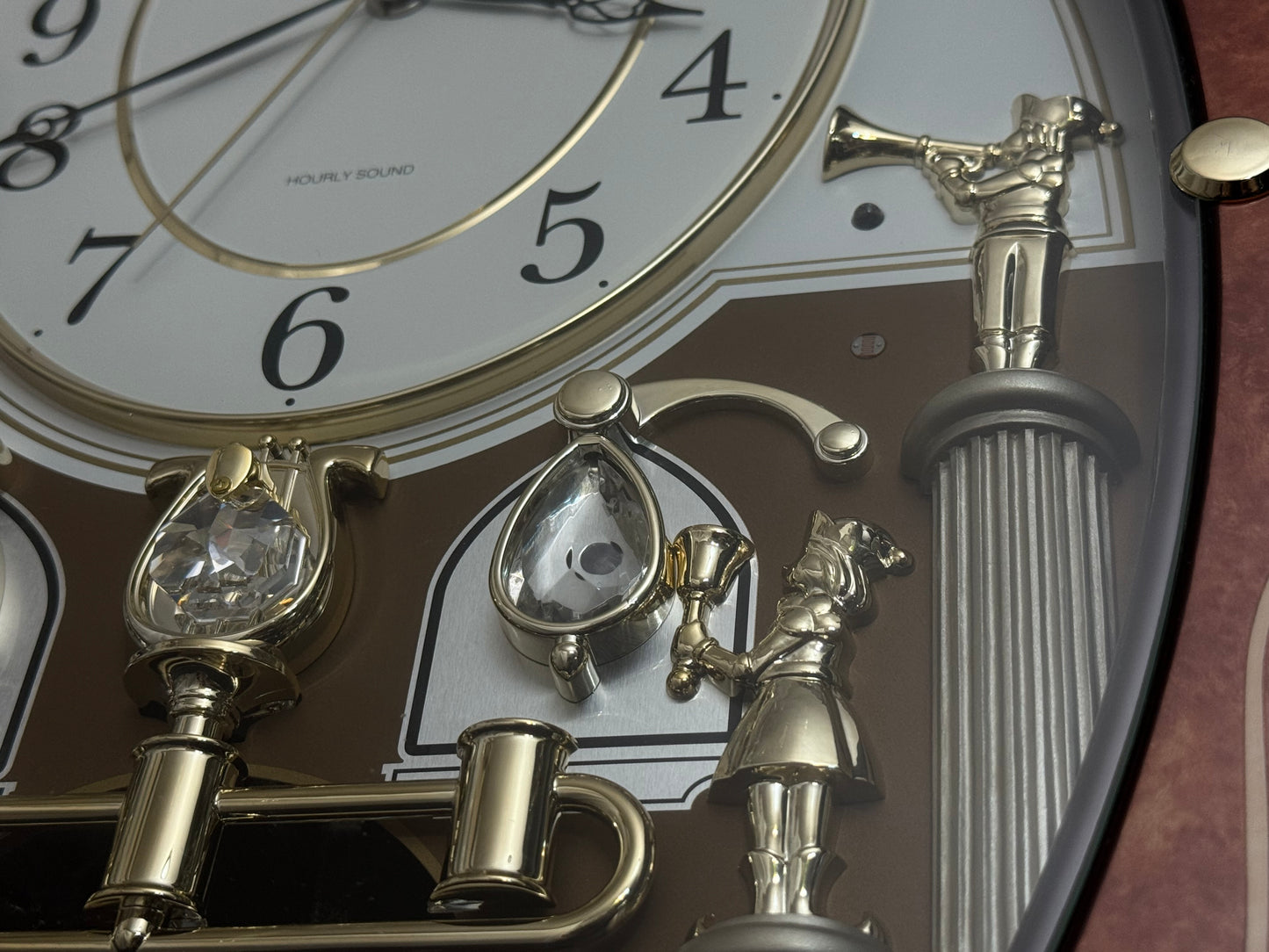 Rhythm “CTS Florence” Inlaid Wooden Musical Motion Pendulum Wall Clock with Popular Melodies - CMJ338UR06