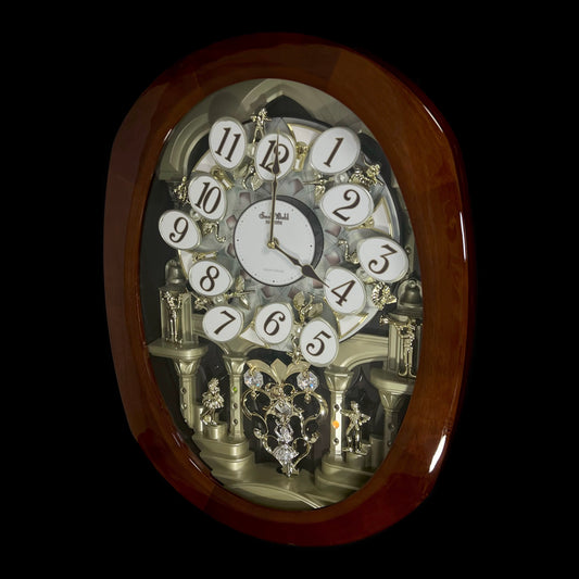 Rhythm "Grand Encore Legend" Magic Motion Musical Wooden Wall Clock with Animated Moving Dial and Music by The Beatles - 4MH834WB06