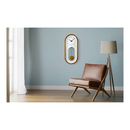 Seiko QXC247BLH "Sven" Modern Wooden Pendulum Wall Clock with Raised Numerals