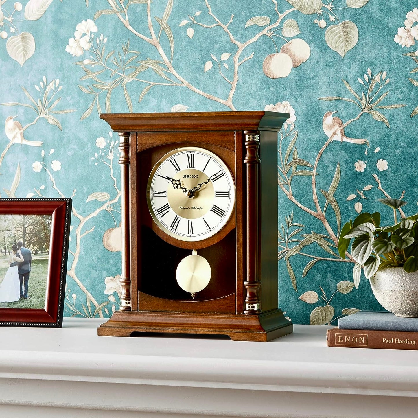 Seiko QXQ034BLH "Baron" Traditional Wooden Chiming Pendulum Mantel Clock